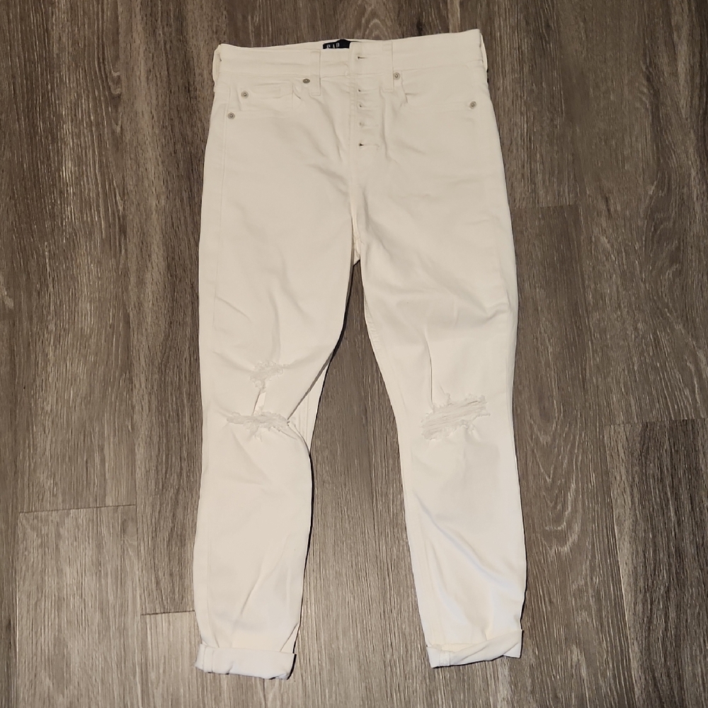 Men's White Distressed Jeans